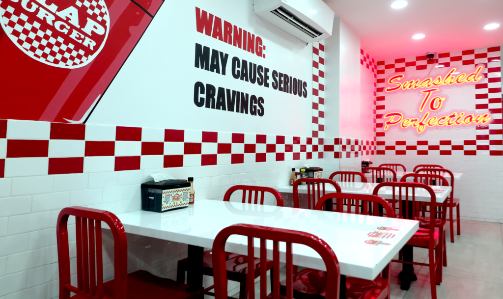 slap brger seating area